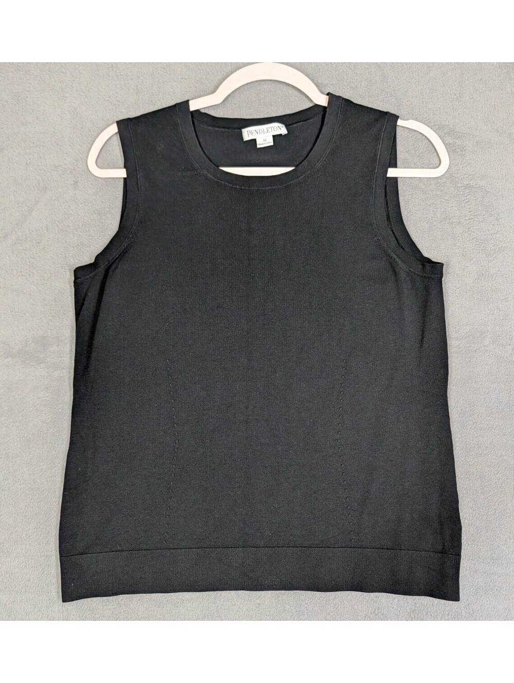 Pendleton Women Medium Black Sleeveless Knit Sweater Vest Tank Top Classic Silk